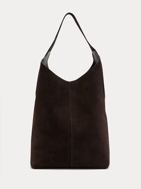 Banana Republic Slouchy Vida Suede Bag in Dark Brown